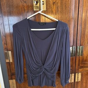 BCBGMaxAzria Heather blue Twist-Front Long Sleeve Top